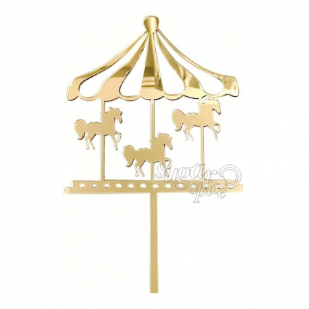 Torturi - topper-tort-petrecere-aniversare-cake-topper-carusel-auriu-candybar