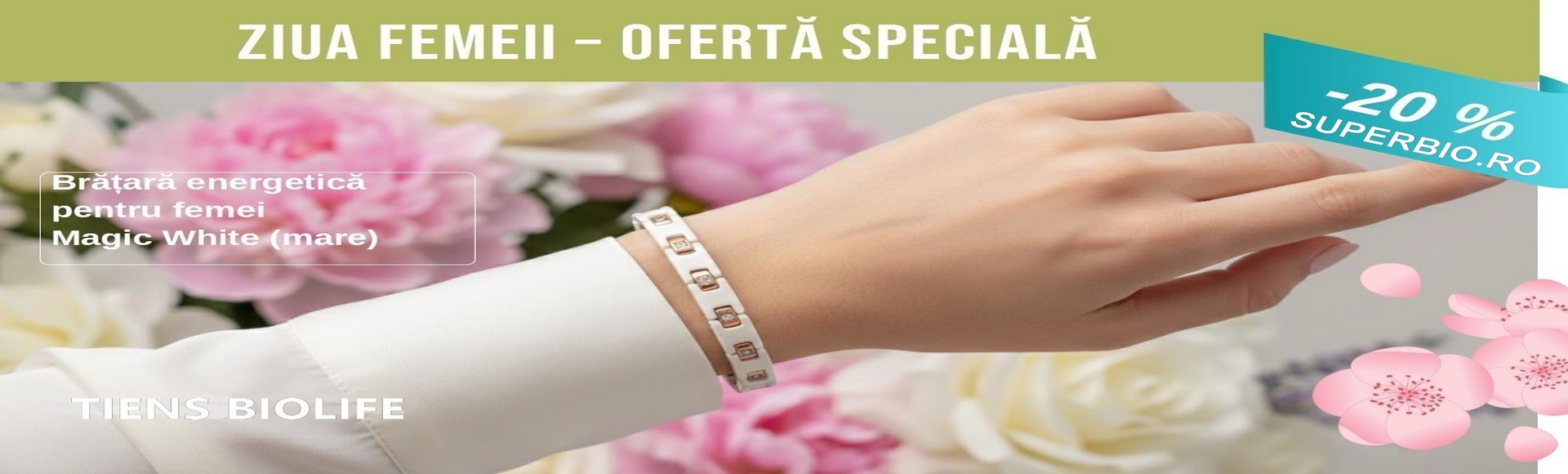 Bratara energetica pentru femei Magic White (mare) -20%