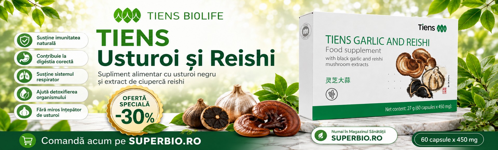 TIENS Usturoi si Reishi (60 capsule/cutie) - Oferta -30%