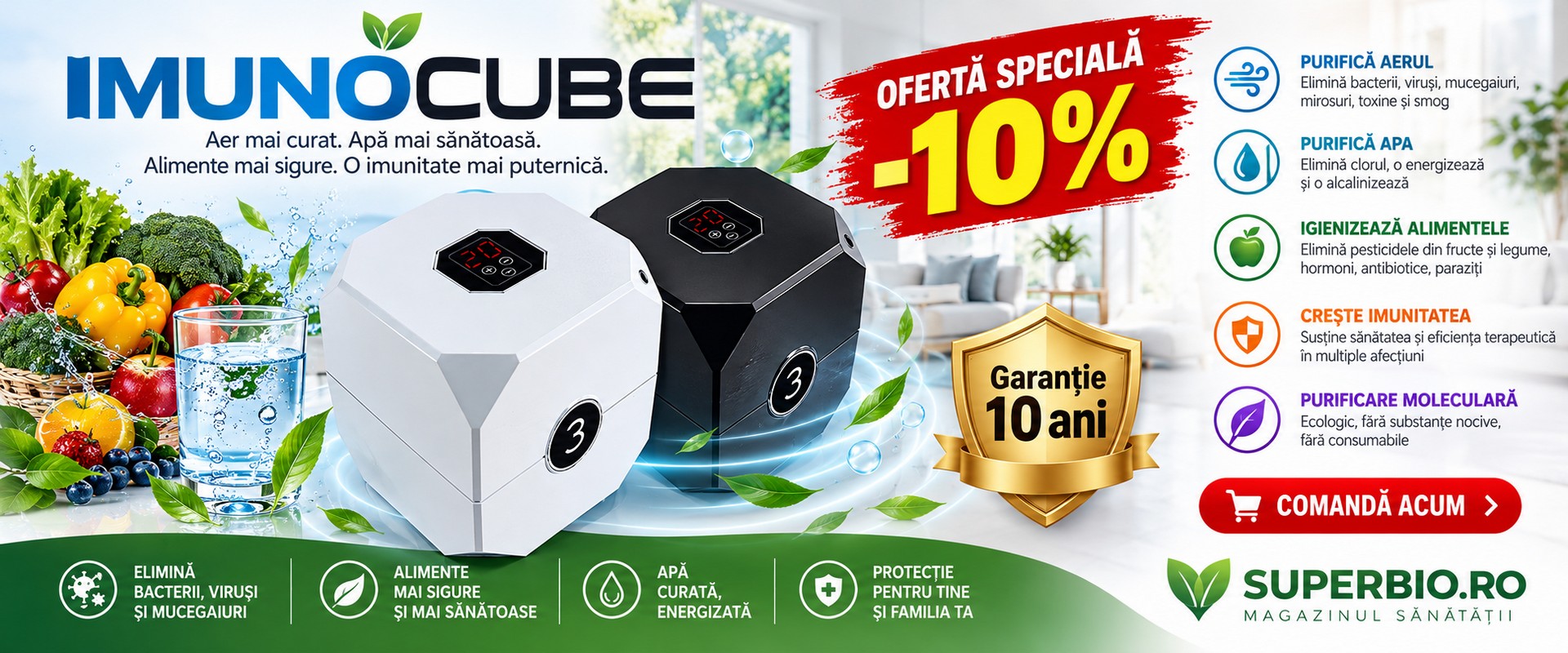 IMUNOCUBE - Purificator molecular multifunctional pentru aer, apa si alimente