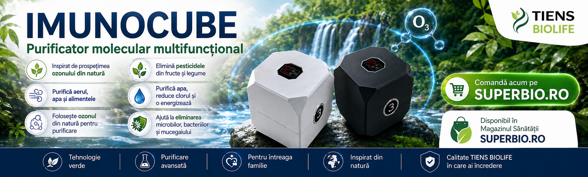 Reducere de vara -10% IMUNOCUBE - Purificator molecular multifunctional pentru aer, apa si alimente