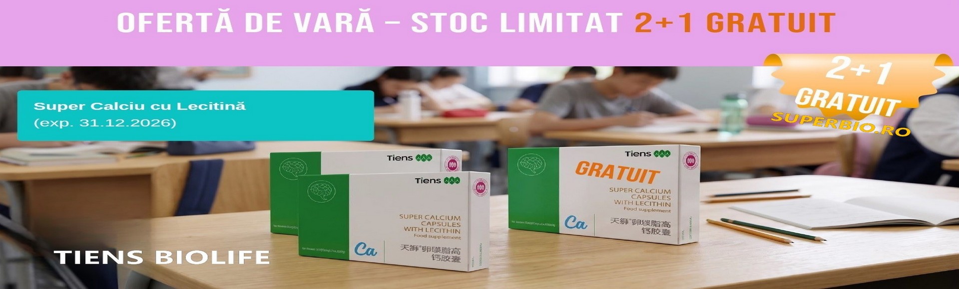 Oferta de vara Stoc limitat 2+1 GRATIS Super calciu cu lecitina