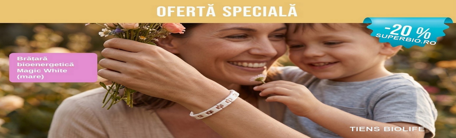 Bratara energetica pentru femei Magic White (mare) -20%