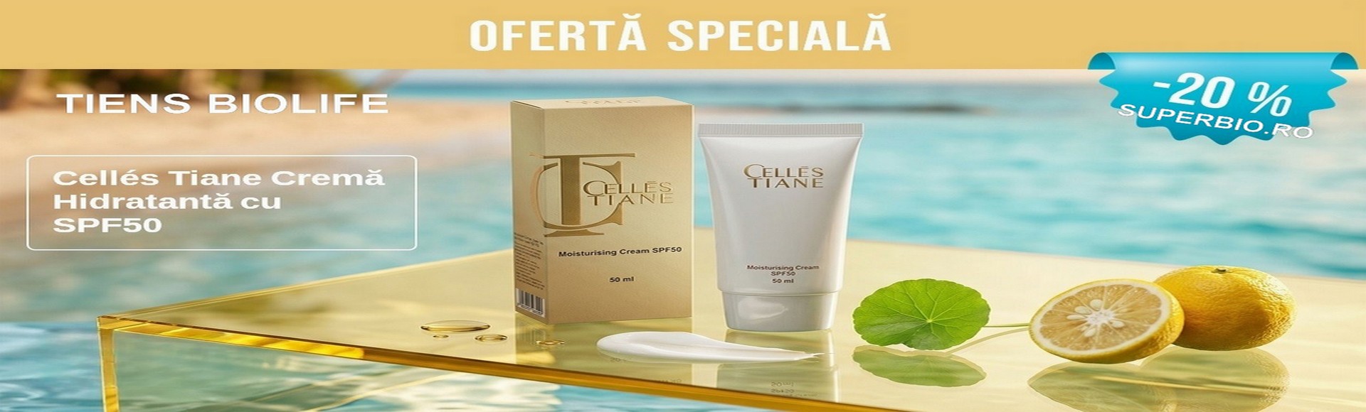Oferta speciala -20% Celles Tiane crema hidratanta SPF50