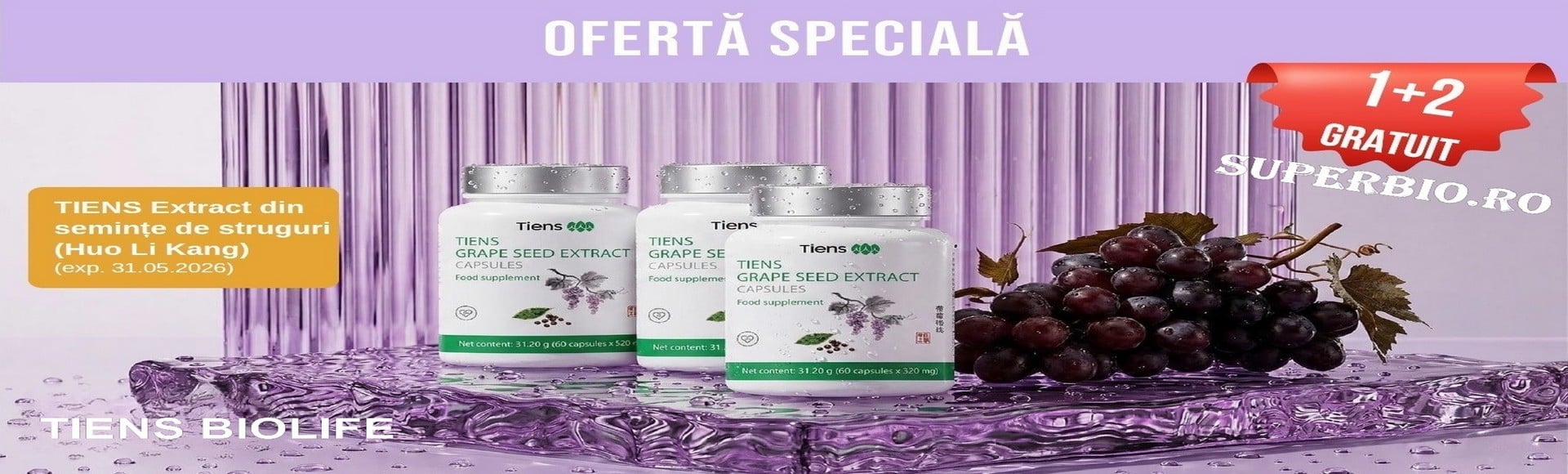 Pachetul pentru sanatate celulara Extract din seminte de struguri 1+2 GRATIS