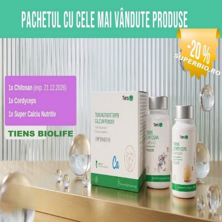 Suplimente Nutritive - Pachetul cu cele mai vândute produse TIENS – Chitosan, Cordyceps și Super Calciu Nutritiv | SUPERBIO.RO