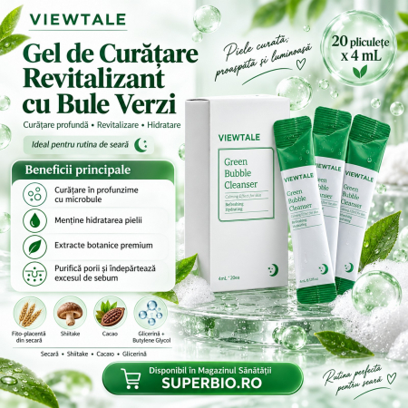Cosmetice si Ingrijire Personala - VIEWTALE Gel de Curățare Revitalizant cu Bule Verzi – 20 x 4 ml