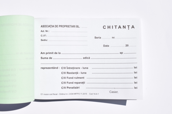 Chitanţier A6 tip 3 pentru asociaţii de proprietari [2]