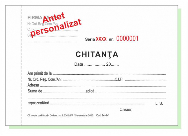 Chitanţier A6 (tip 2) personalizat pentru persoane juridice (trebuie precizate datele complete aferente, eventual serie si numar) [1]