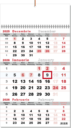 Calendar triptic - Calendar triptic de perete + cursor, 2026