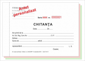 Tipizate personalizate - Chitanţier A6 (tip 3) personalizat pentru persoane juridice (trebuie precizate datele complete aferente, eventual serie si numar)