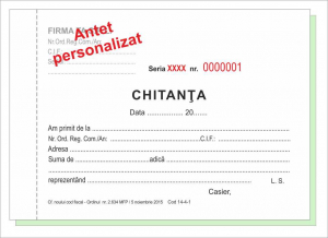 Tipizate personalizate - Chitanţier A6 (tip 2) personalizat pentru persoane juridice (trebuie precizate datele complete aferente, eventual serie si numar)