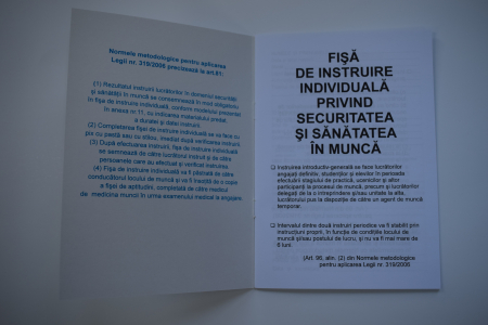 Fişă de instruire individuală privind securitatea şi sănătatea în muncă [1]