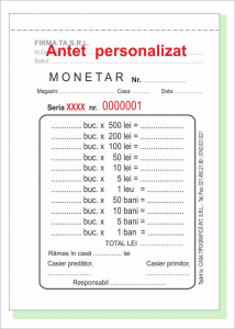 Tipizate personalizate - Monetar tip 2 personalizat (trebuie precizate datele complete aferente, eventual serie si numar)