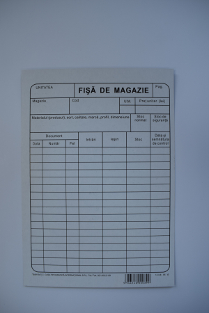Fişe şi foi - Fişă de magazie