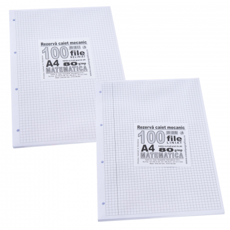 Rezervă de caiet mecanic A4 de matematică cu margine liniată [1]