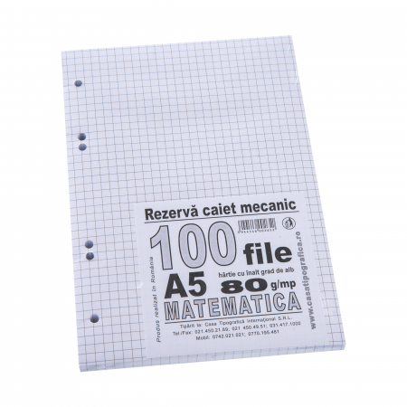 Rezerve caiete mecanice - Rezervă de caiet mecanic A5 de matematică