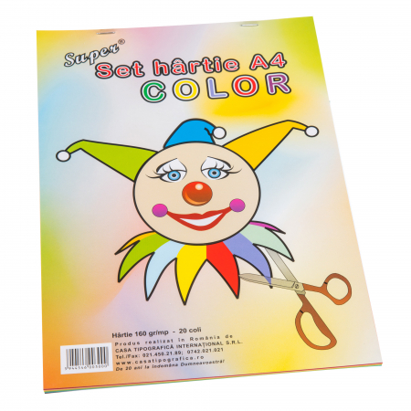 A4 - Set hârtie colorată A4 cu 20 coli de 160 g/m2