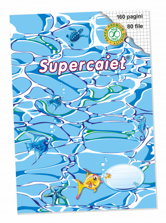 Caiete - Super caiet A4 cu 80 file de matematică - Coperta grafica "Ocean"