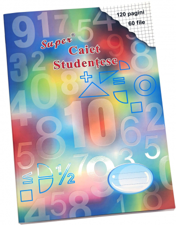 Caiete cu capse - Super Caiet Studentesc A4 cu 60 file de matematică