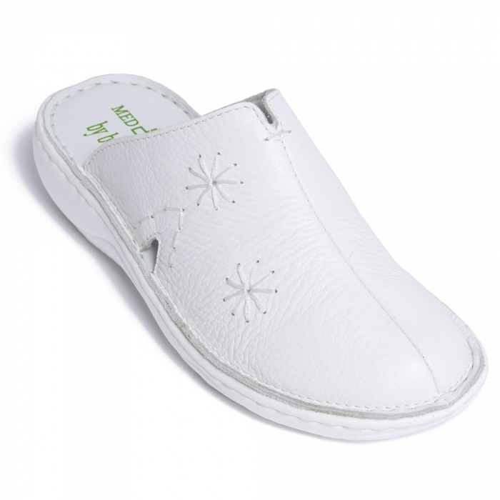 Saboti de piele naturala Medline, Alb 298 [3]