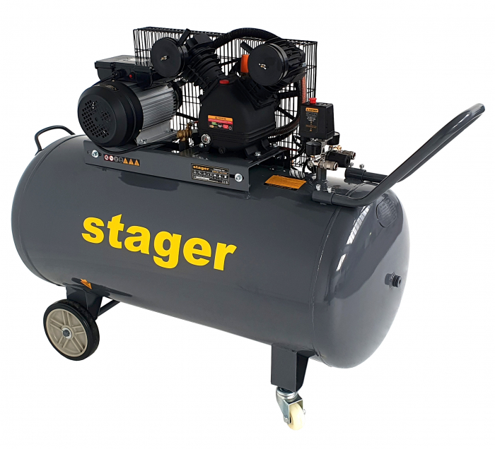 Stager HMV0.25/250 compresor aer, 250L, 8bar, 324L/min, monofazat, angrenare curea [3]