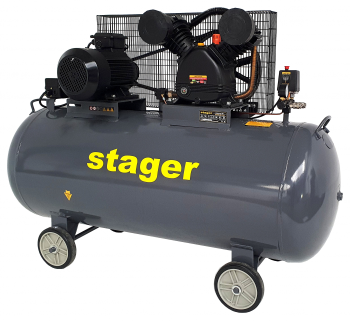 Stager HMV0.6/370 compresor aer, 370L, 8bar, 600L/min, trifazat, angrenare curea [3]