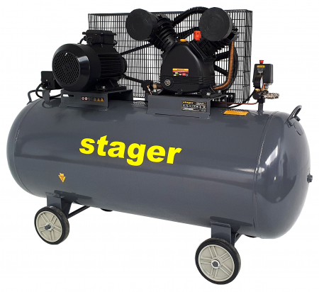 Stager HMV0.6/370 compresor aer, 370L, 8bar, 600L/min, trifazat, angrenare curea [2]