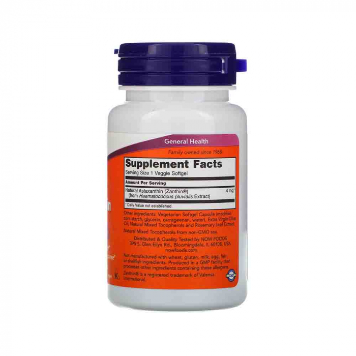 Astaxanthin, (Antioxidant) , 4 mg,Astaxantina Now Foods, 60 softgels [2]