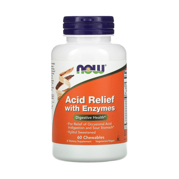 Acid Relief with Enzymes, NOW Foods, 60 Chewables [1]