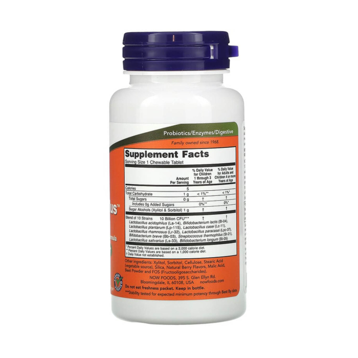 Berry Dophilus, 10 Billion, NOW Foods, 50 Chewables [2]