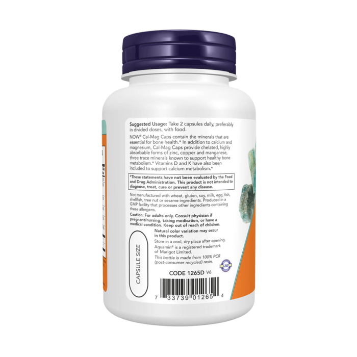 Cal-Mag Caps with Trace Minerals and Vitamin D, NOW Foods, 120 capsule [3]