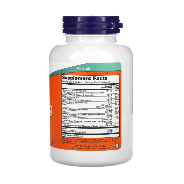 Cal-Mag with B-Complex and Vitamin C, Now Foods, 100 tablete [2]