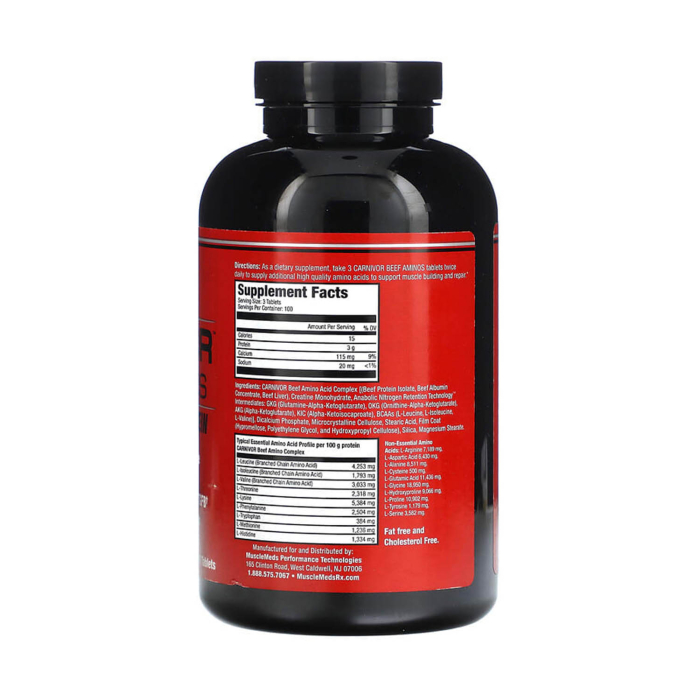 Carnivor Beef Aminos, 100% Pure Beef Protein, MuscleMeds, 300 tablete [2]