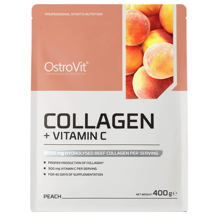 Collagen + Vitamin C, Aroma Piersica, OstroVit, 400g [3]