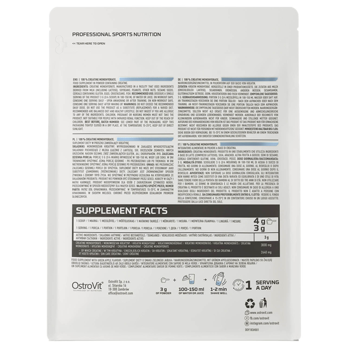 Creatine Monohydrate, Fara Aroma, OstroVit, 300g [3]