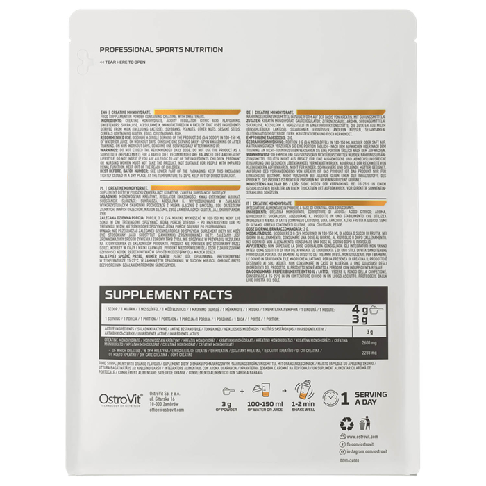 Creatine Monohydrate, Orange, OstroVit, 300g [3]
