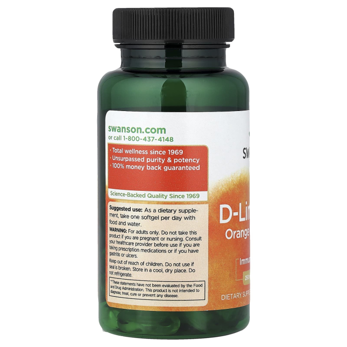 D-Limonene, Orange Peel Extract, 250 mg, Swanson, 60 softgels SWU409 [3]