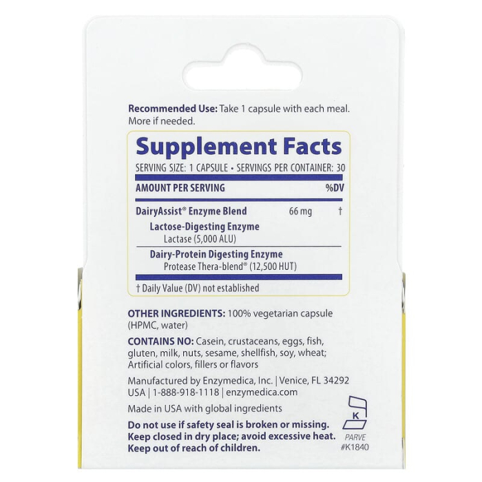 DairyAssist, Enzymedica, 30 capsule [2]