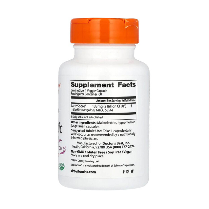 Digestive Health, Probiotic 2 Billion with LactoSpore, 2 Billion, Doctor's Best, 60 capsule [2]