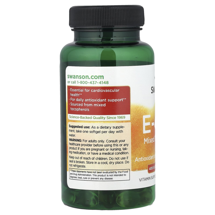 E-400, Mixed Tocopherols, 268 mg (400 IU), Swanson, 100 softgels SW151 [3]