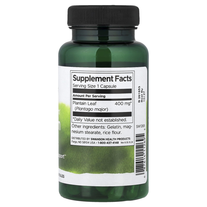 Full Spectrum® Plantain Leaf, 400 mg, Swanson, 60 capsule SW1269 [2]