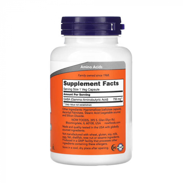 Now Foods, GABA, 750 mg, 100 Veg Capsules [2]