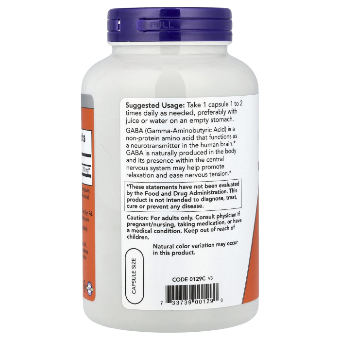 Now Foods, GABA, 750 mg, 100 Veg Capsules [3]