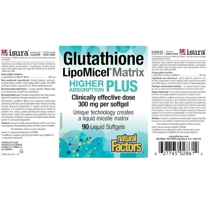 Glutathione LipoMicel Matrix, 300 mg, Natural Factors, 90 softgels [2]