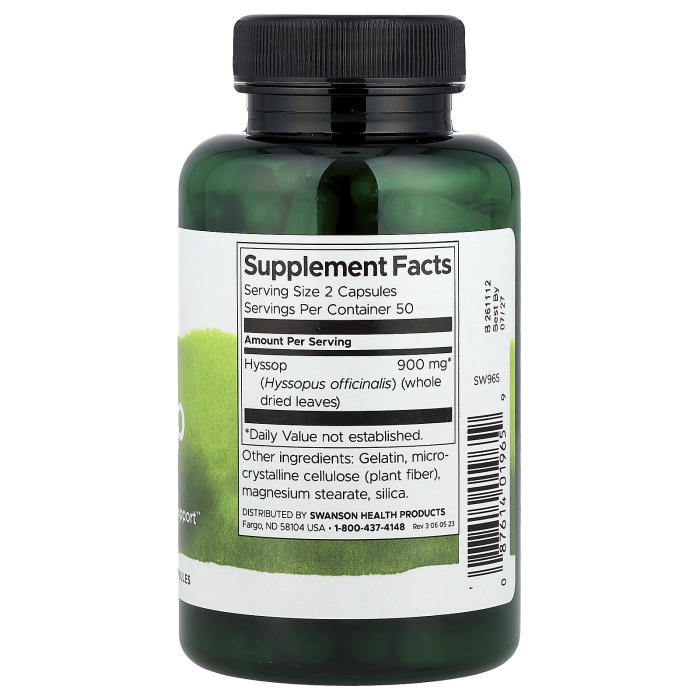 Hyssop , 450 mg, Swanson, 100 capsule SW965 [2]