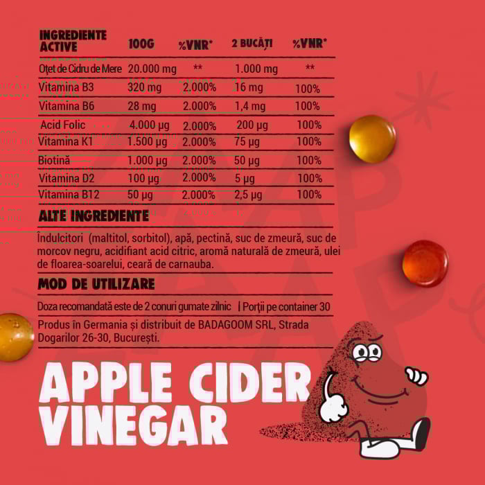 Apple Cider Vinegar Gummy Jellies, Badagoom, 60 jellies [2]