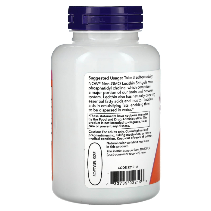 Lecitina (Lecithin) 1200mg, Now Foods, 100 softgels [3]