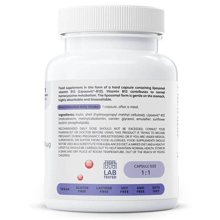 Liposomal Vitamin B12, Methylcobalamin, Osavi, 60 capsule [3]