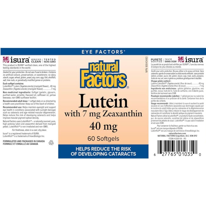 Lutein 40 mg with Zeaxanthin 7 mg, Natural Factors, 60 Softgels [2]